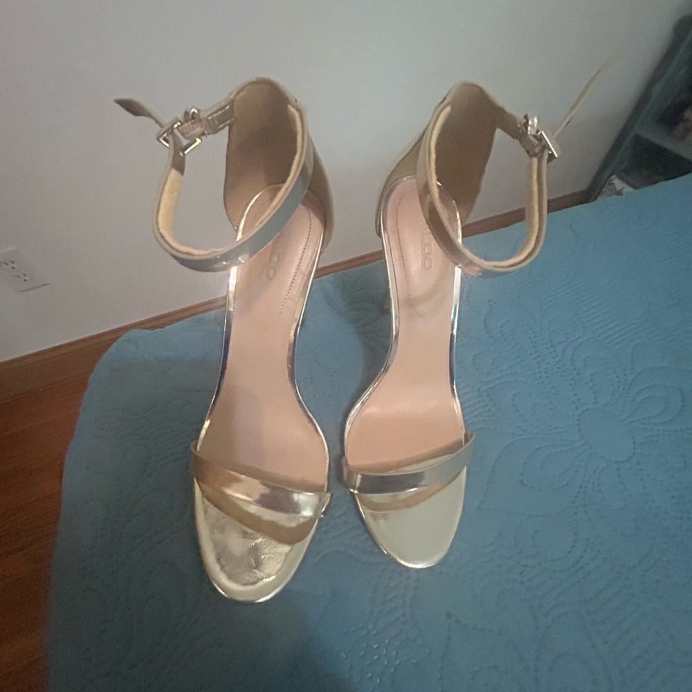 Aldo Gold Elegant Heeled Sandals